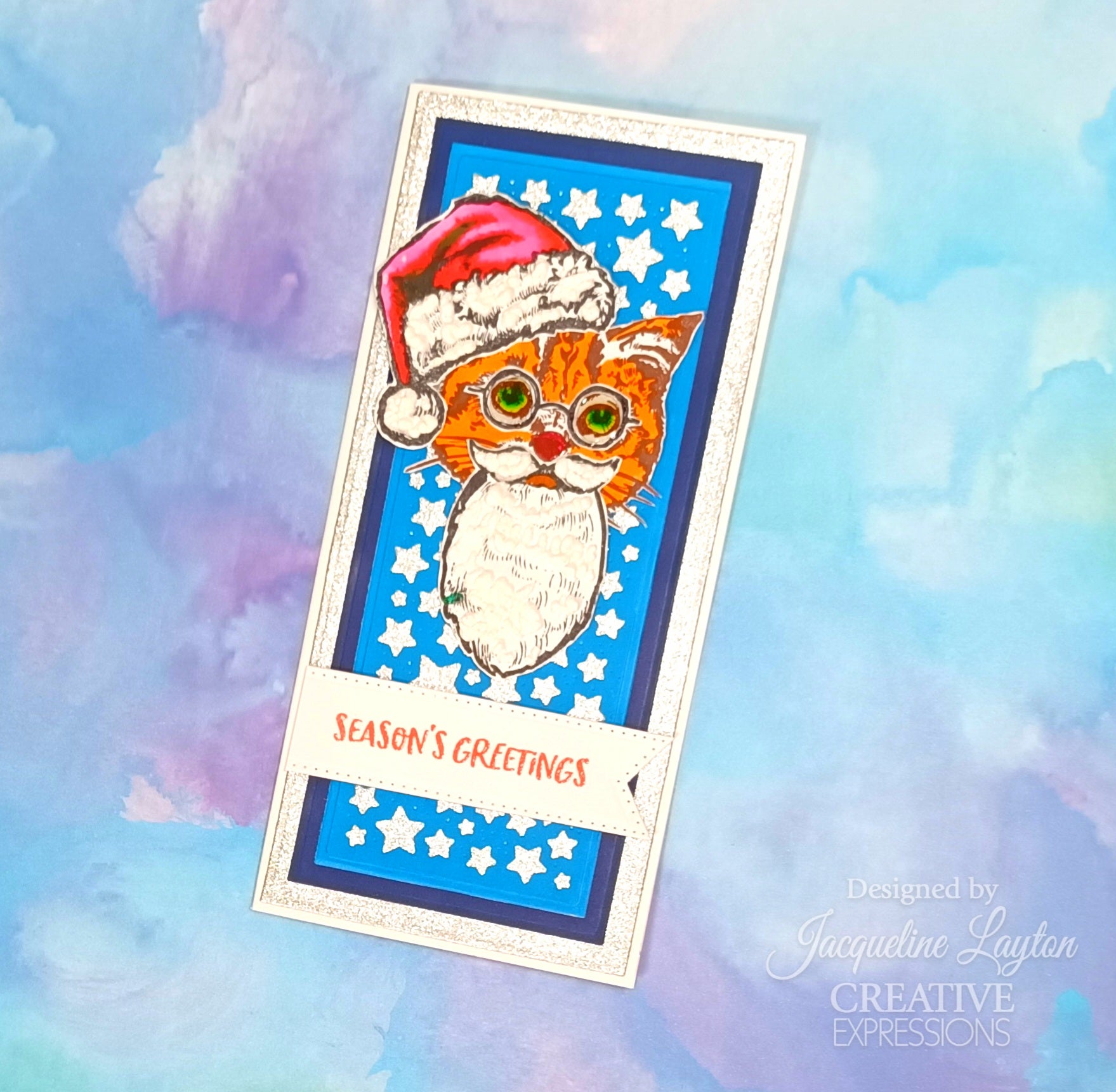 Creative Expressions Jane Davenport Kitty Christmas 6 in x 8 in Clear Stamp Set