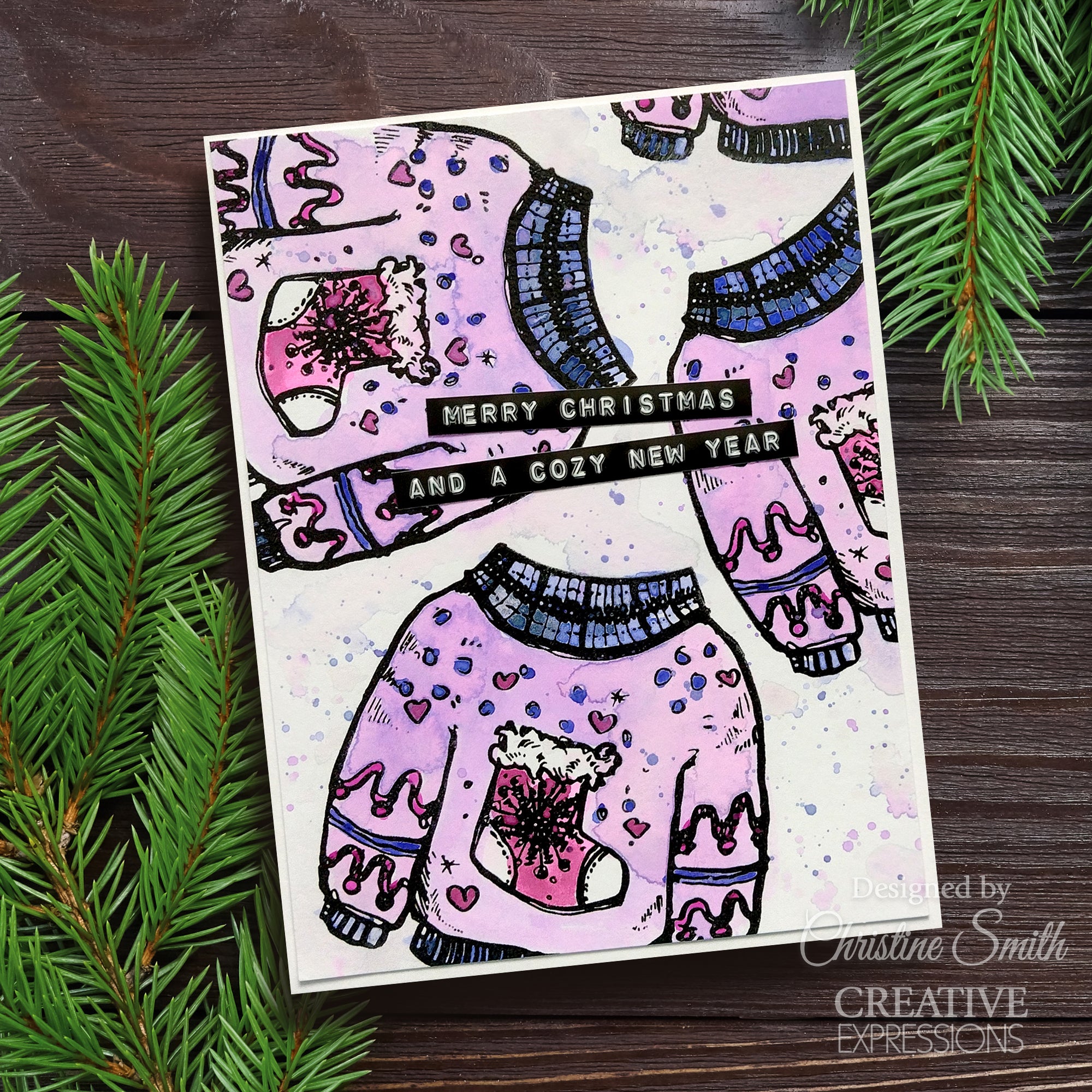 Creative Expressions Jane Davenport Merry Cutemas 6 in x 8 in Clear Stamp Set