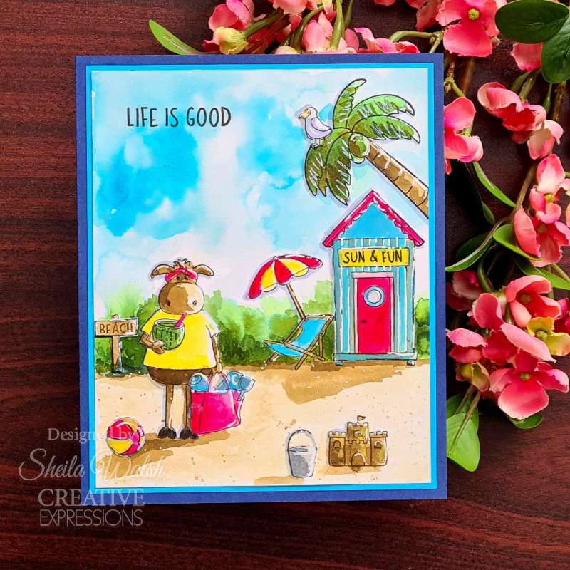 Creative Expressions Jane's Doodles Life's A Beach 6 in x 8 in Clear Stamp Set