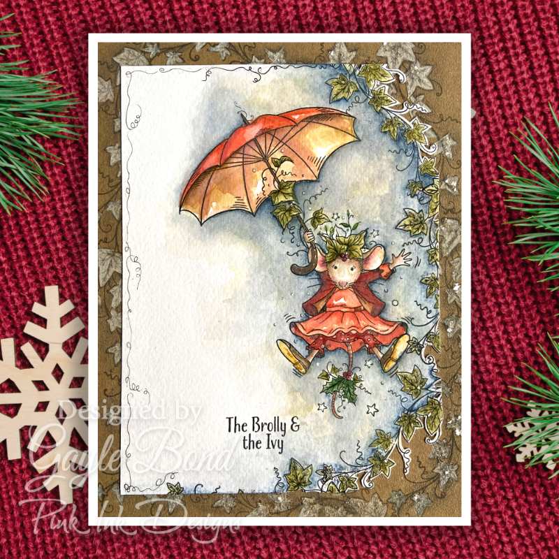 Pink Ink Designs The Brolly & The Ivy 6 in x 8 in Clear Stamp Set