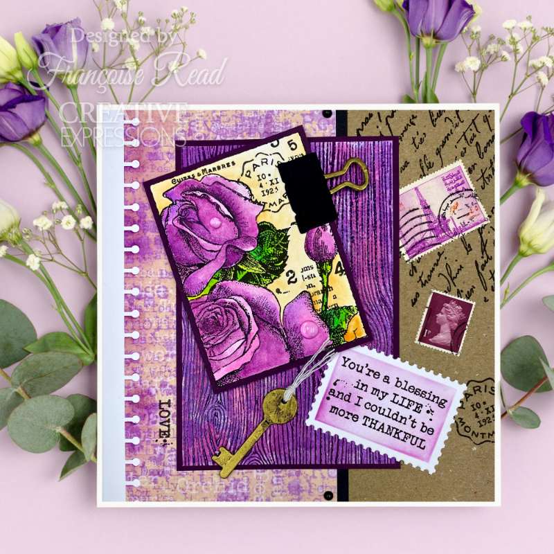 Woodware Clear Singles Postal Rose 4 in x 6 in Stamp Set