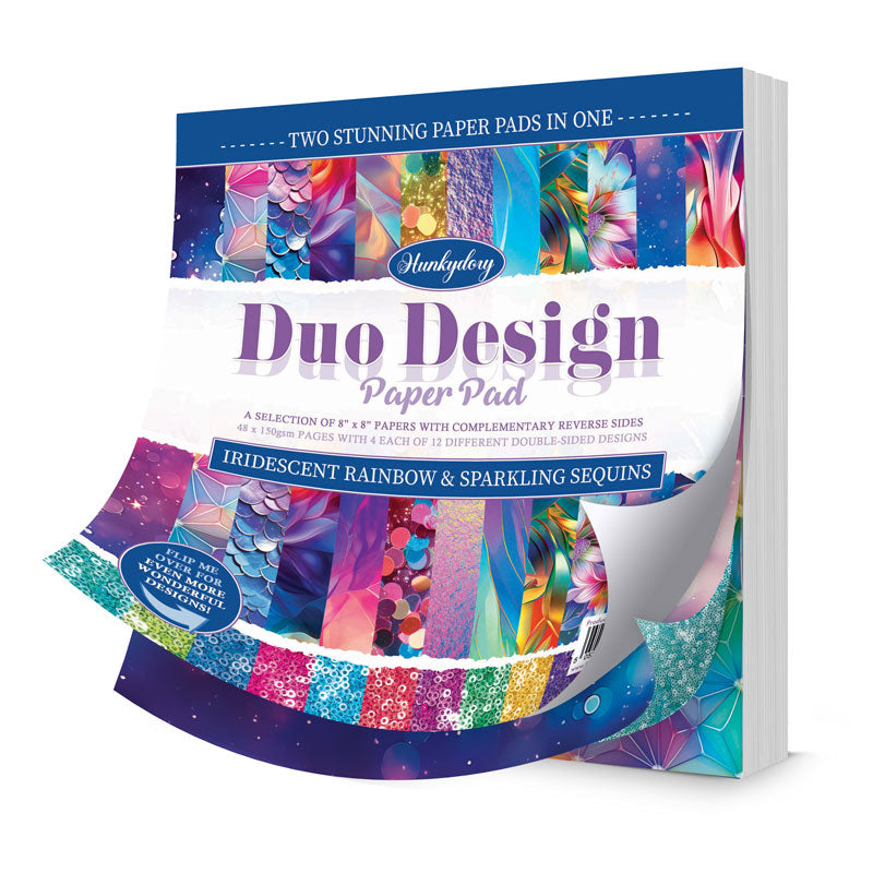 Duo Design Paper Pads - Iridescent Rainbow & Sparkling Sequins