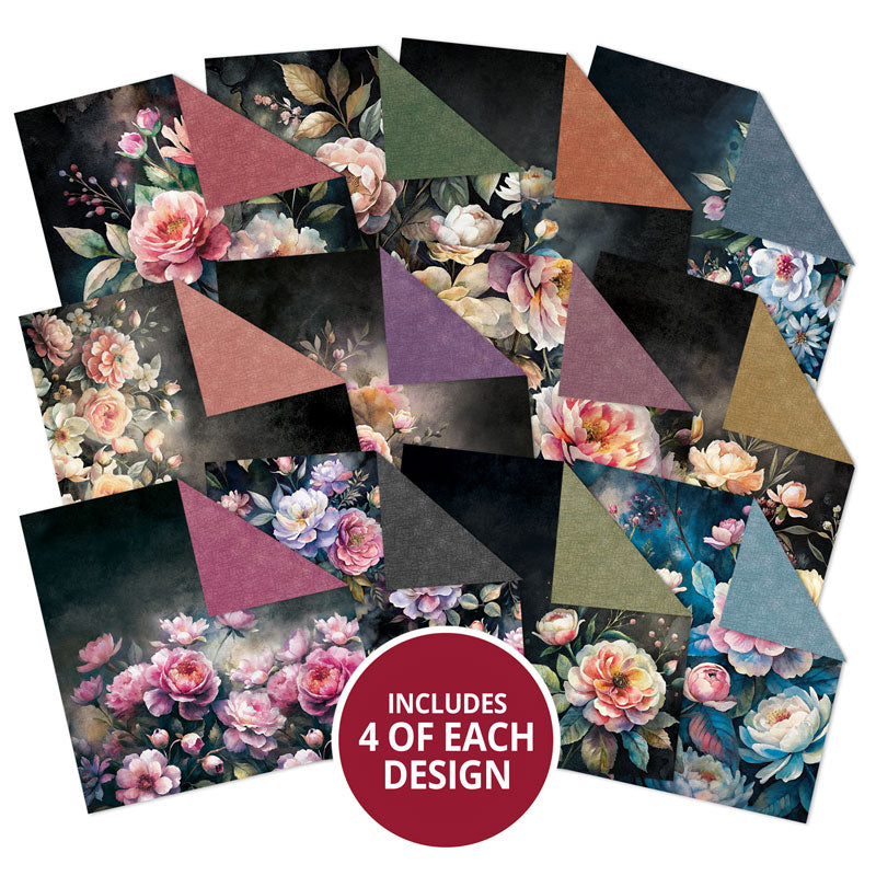 Duo Design Paper Pads - Midnight Florals & Vintage Crackle