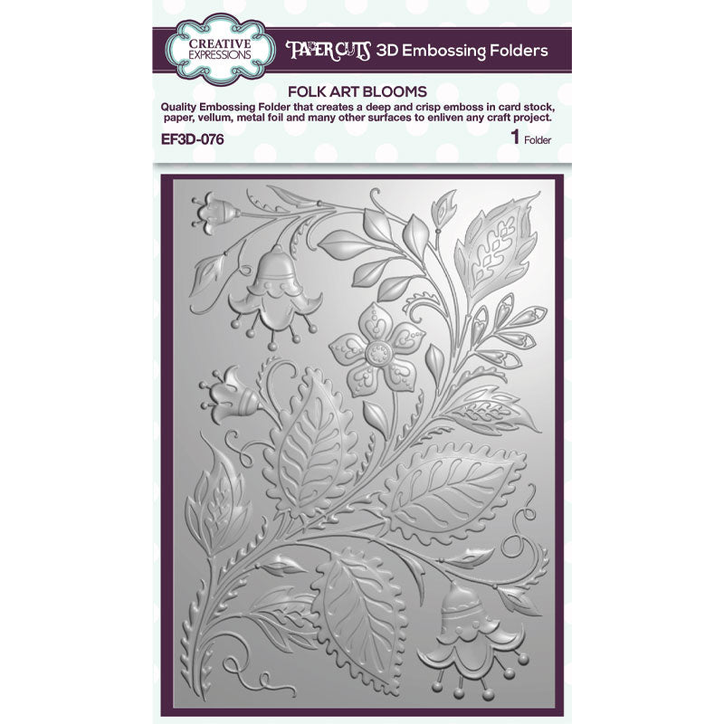Creative Expressions Folk Art Blooms 5 in x 7 in 3D Embossing Folder