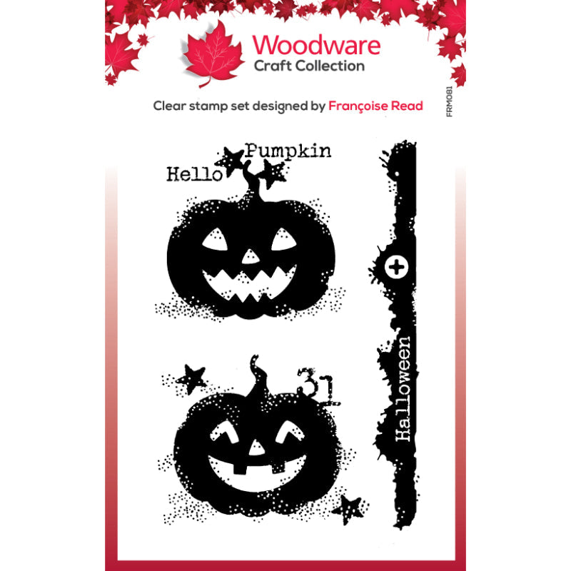 Woodware Clear Singles Carved Pumpkins 3 in x 4 in Stamp Set