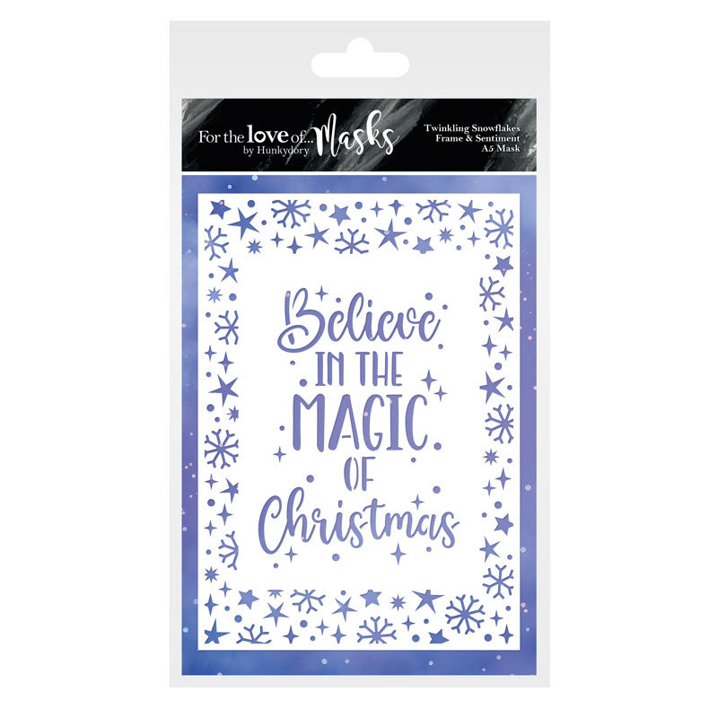 For the Love of Masks - Twinkling Snowflakes Frame & Sentiment