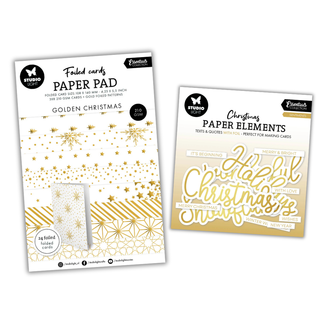 Gold Foiled Christmas Patterns and Sentiments