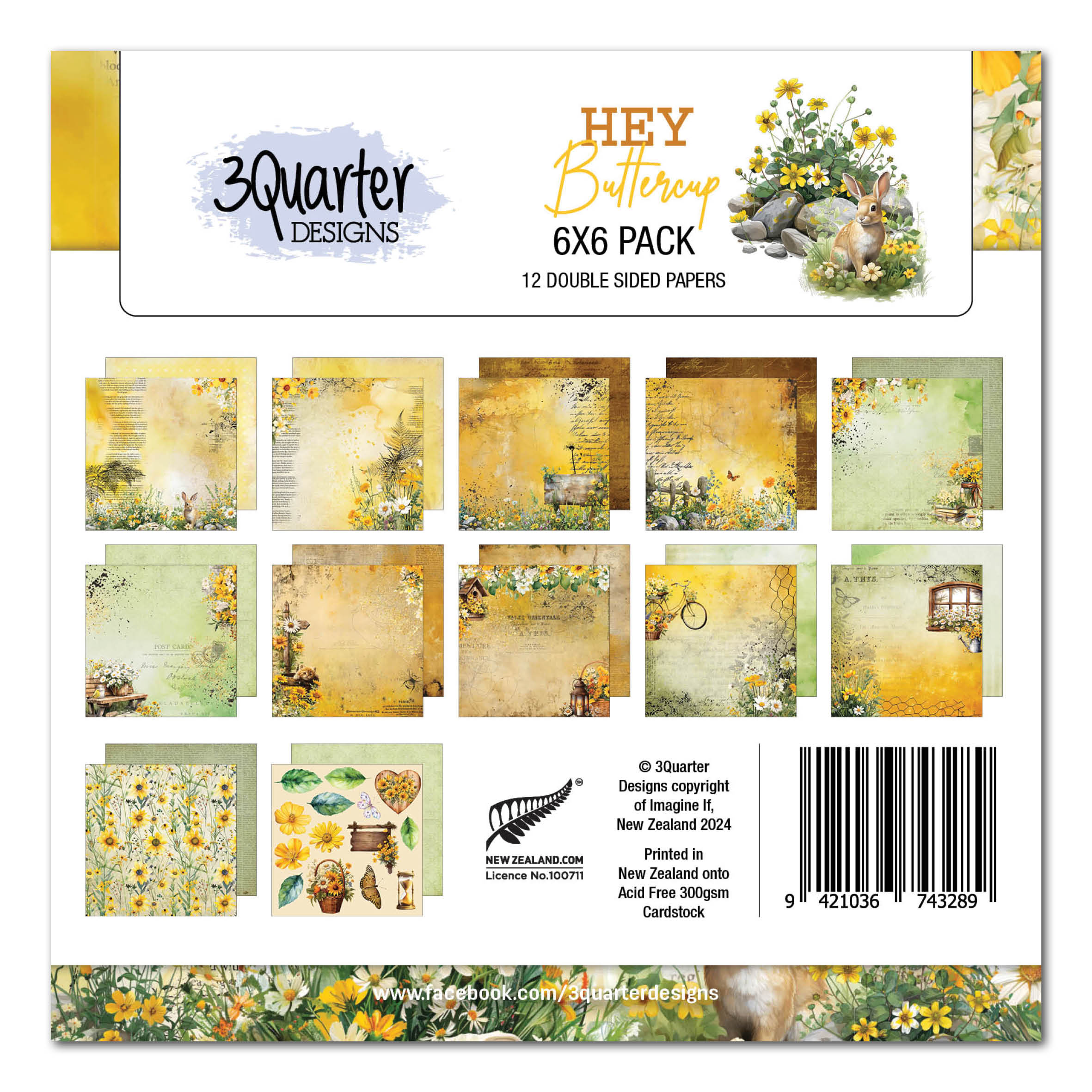 3Quarter Designs Hey Buttercup 6x6 Paper Pack