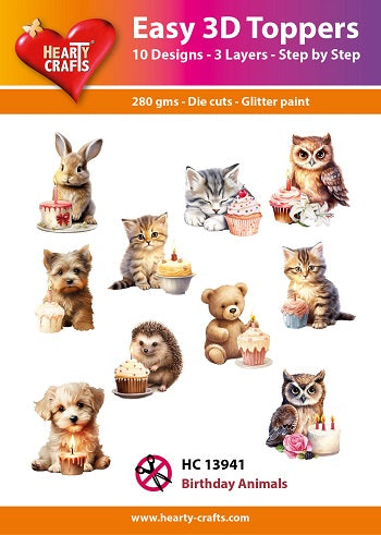 Hearty Crafts Easy 3D Toppers - Birthday Animals