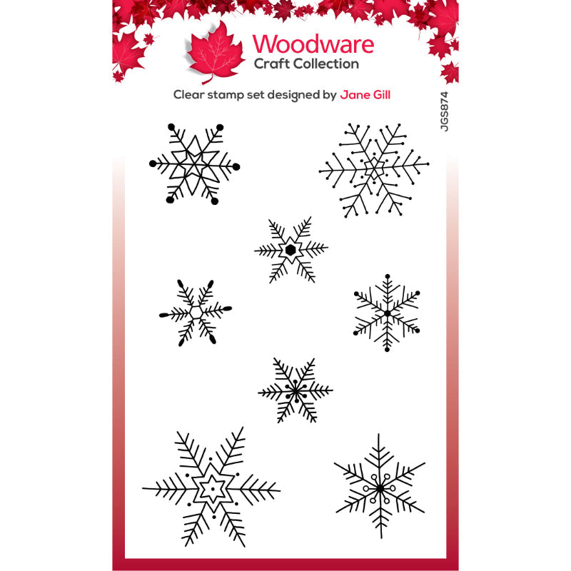 Woodware Clear Singles Paintable Baubles Snowflakes 4 in x 6 in Stamp Set