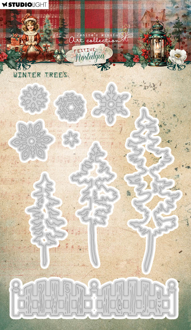 JMA Cutting Die Winter Trees Festive Nostalgia 9 PC