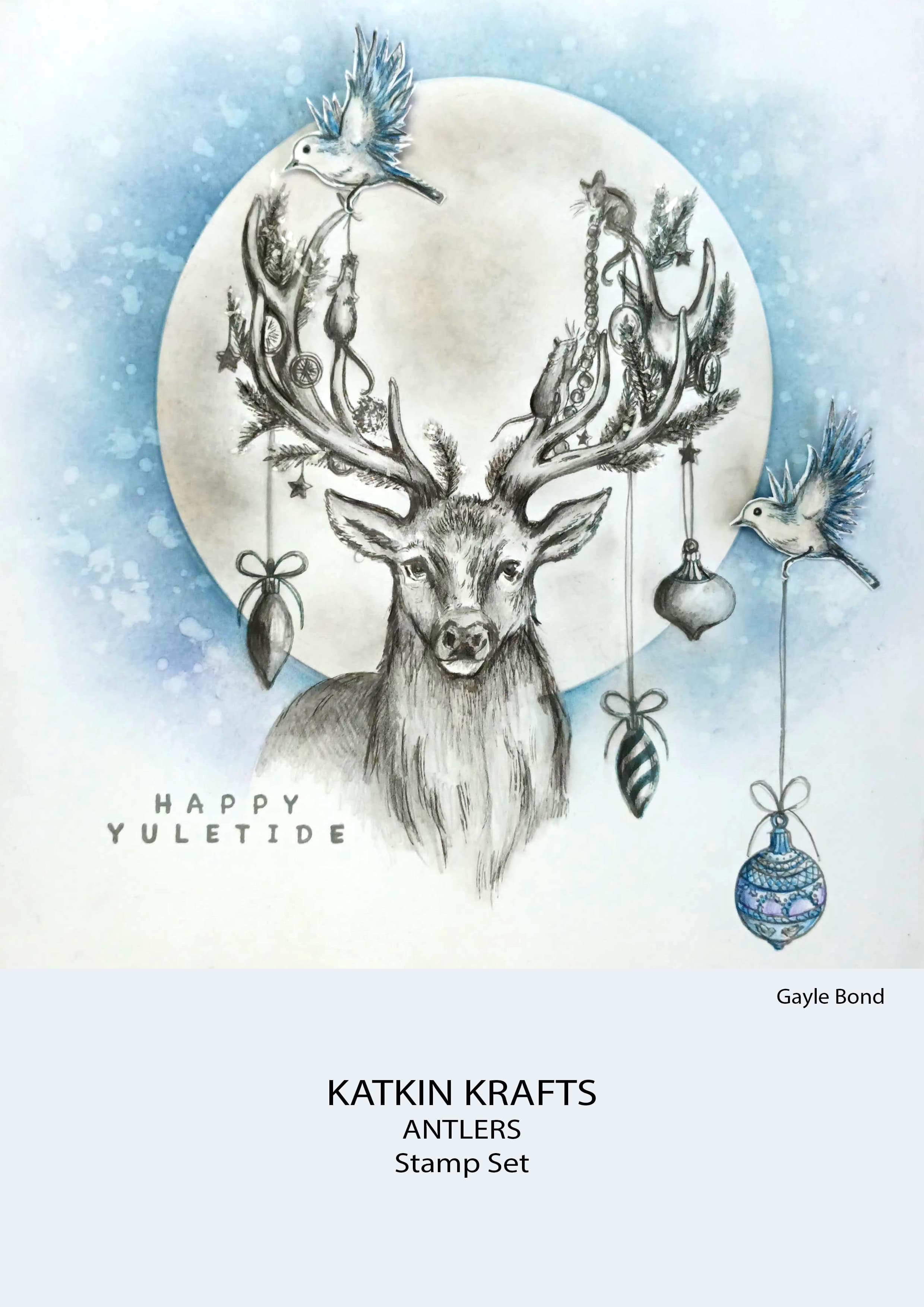 Katkin Krafts Antlers 6 in x 8 in Clear Stamp Set