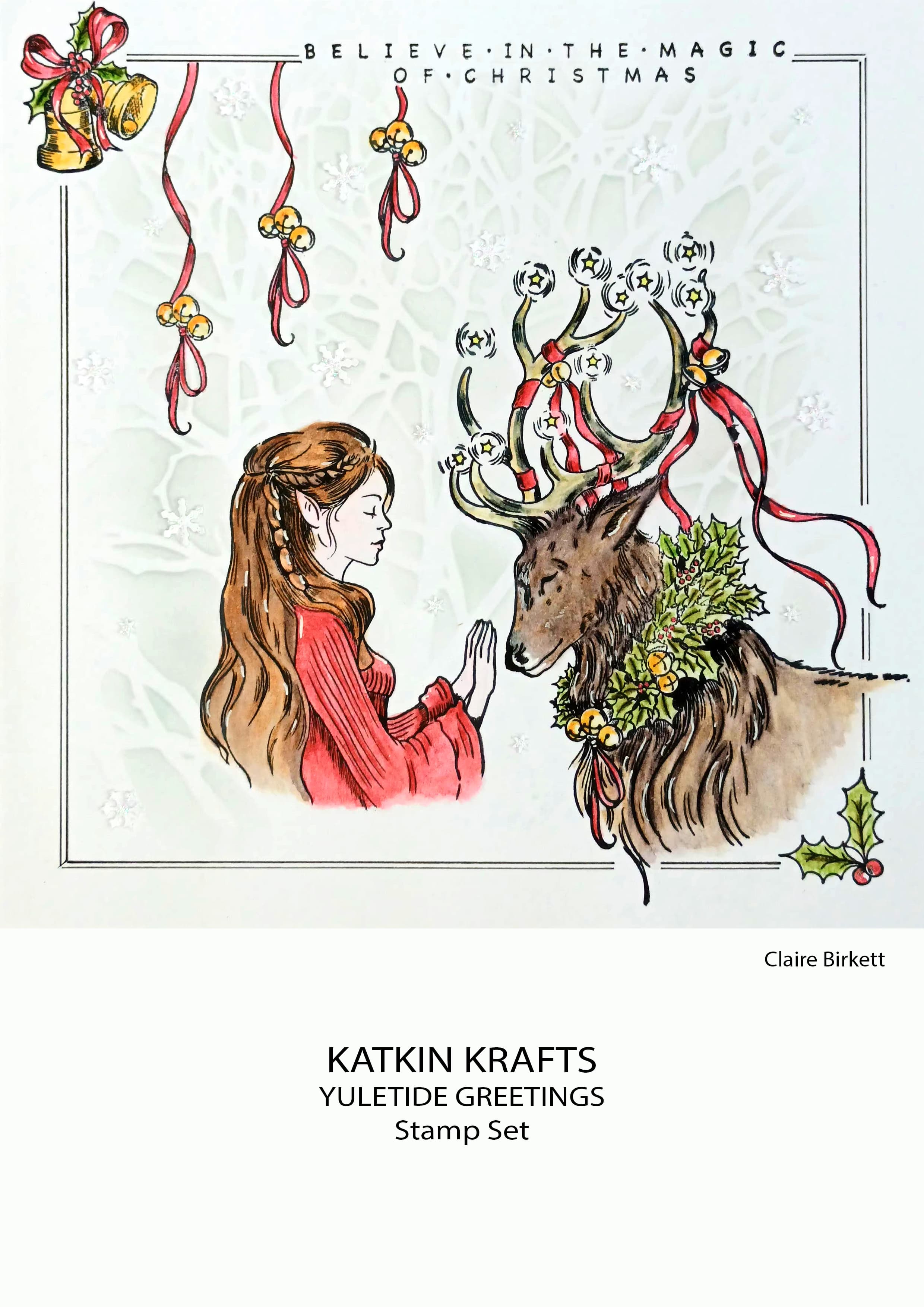 Katkin Krafts Yuletide Greetings 6 in x 8 in Clear Stamp Set