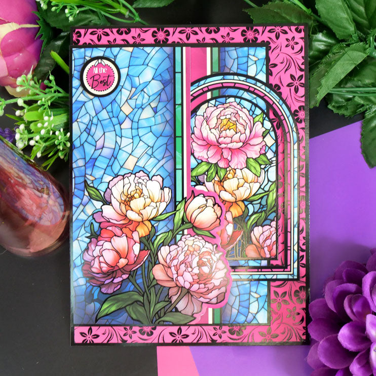 Stained Glass Florals Luxury Foiled Edge-to-Edge Cardstock