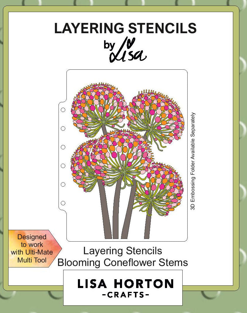 Lisa Horton Crafts Blooming Coneflower Stems 5x7 Layering Stencils