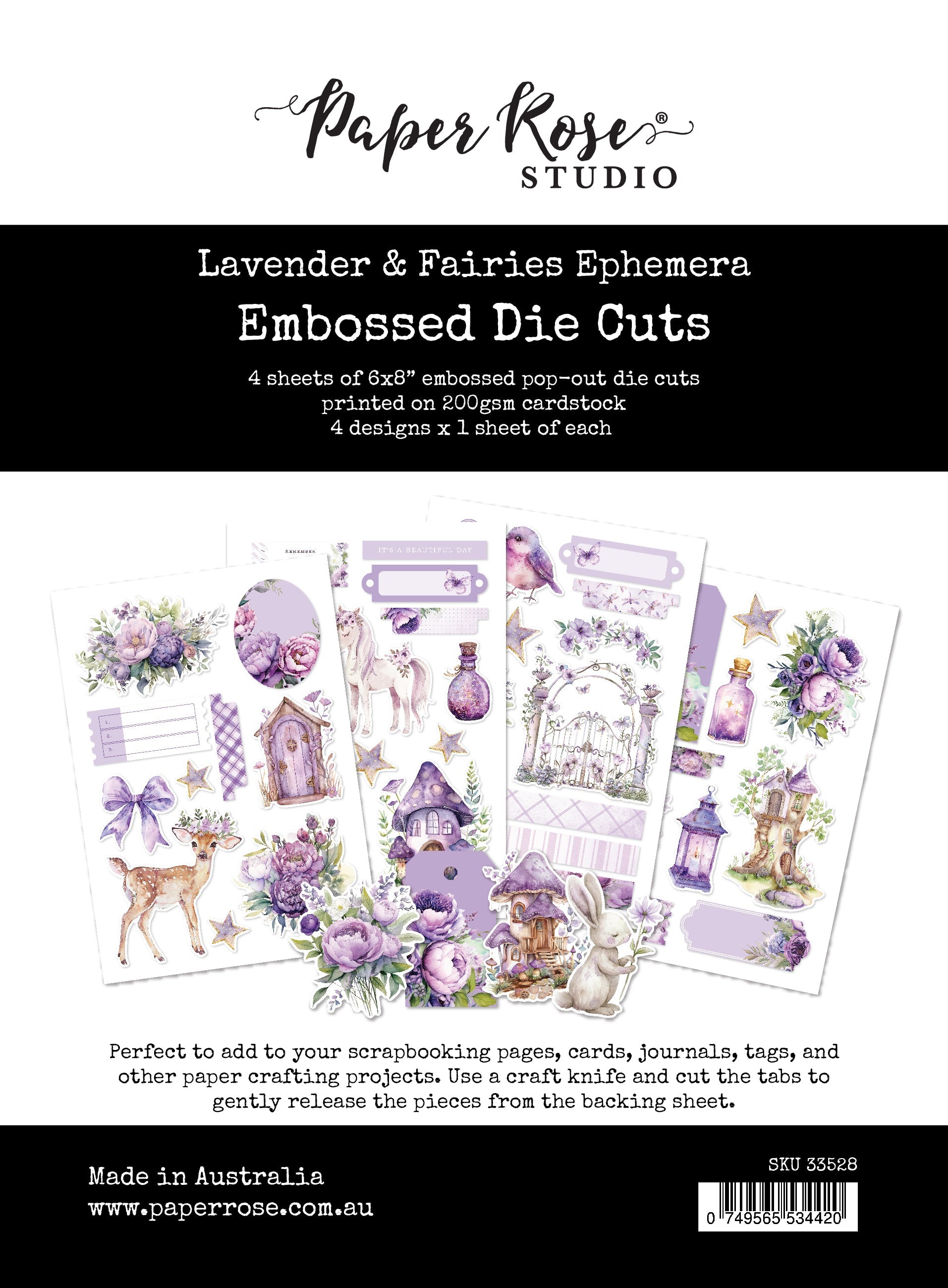 Lavender & Fairies Ephemera Embossed Die Cuts 33528