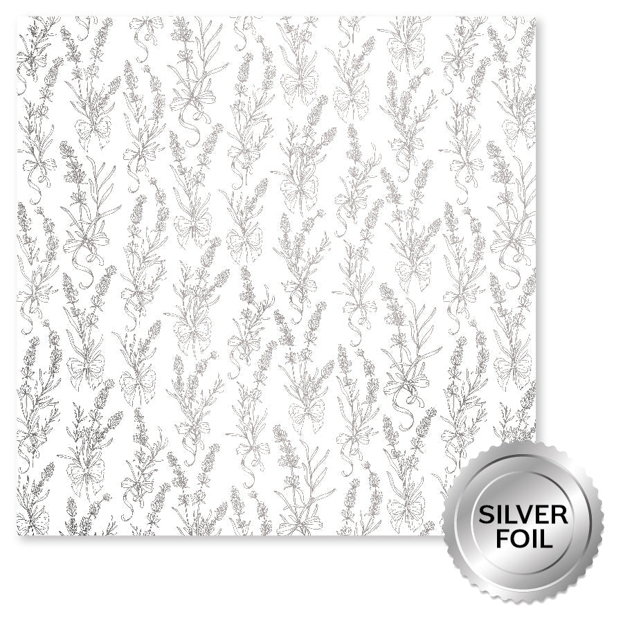 Lavender & Roses Silver Foil B 12x12 Paper (6pc Bulk Pack) 32250