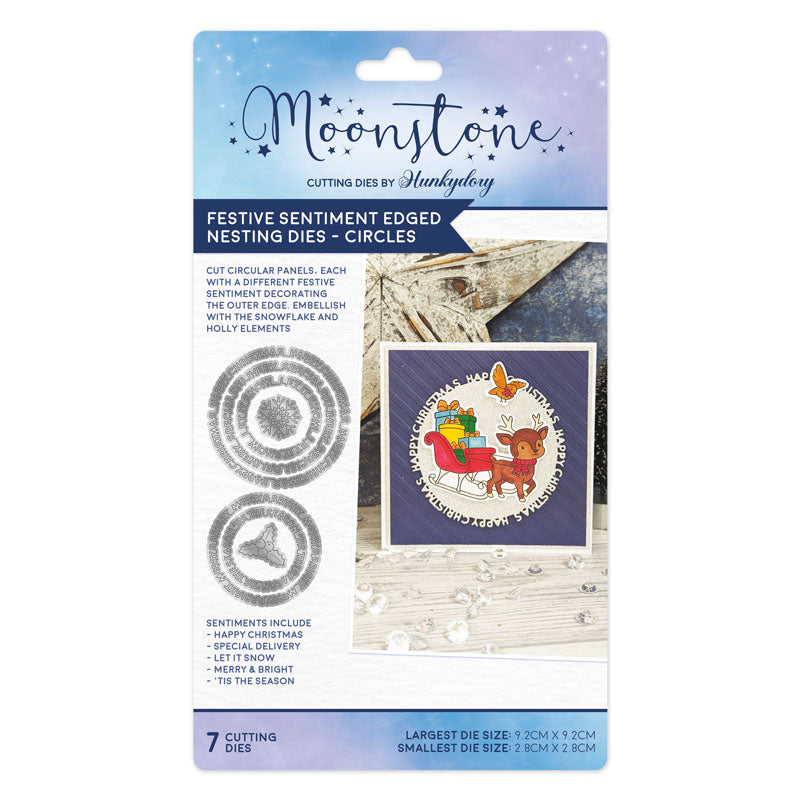 Moonstone Dies - Festive Sentiment Edged Nesting Dies - Circles