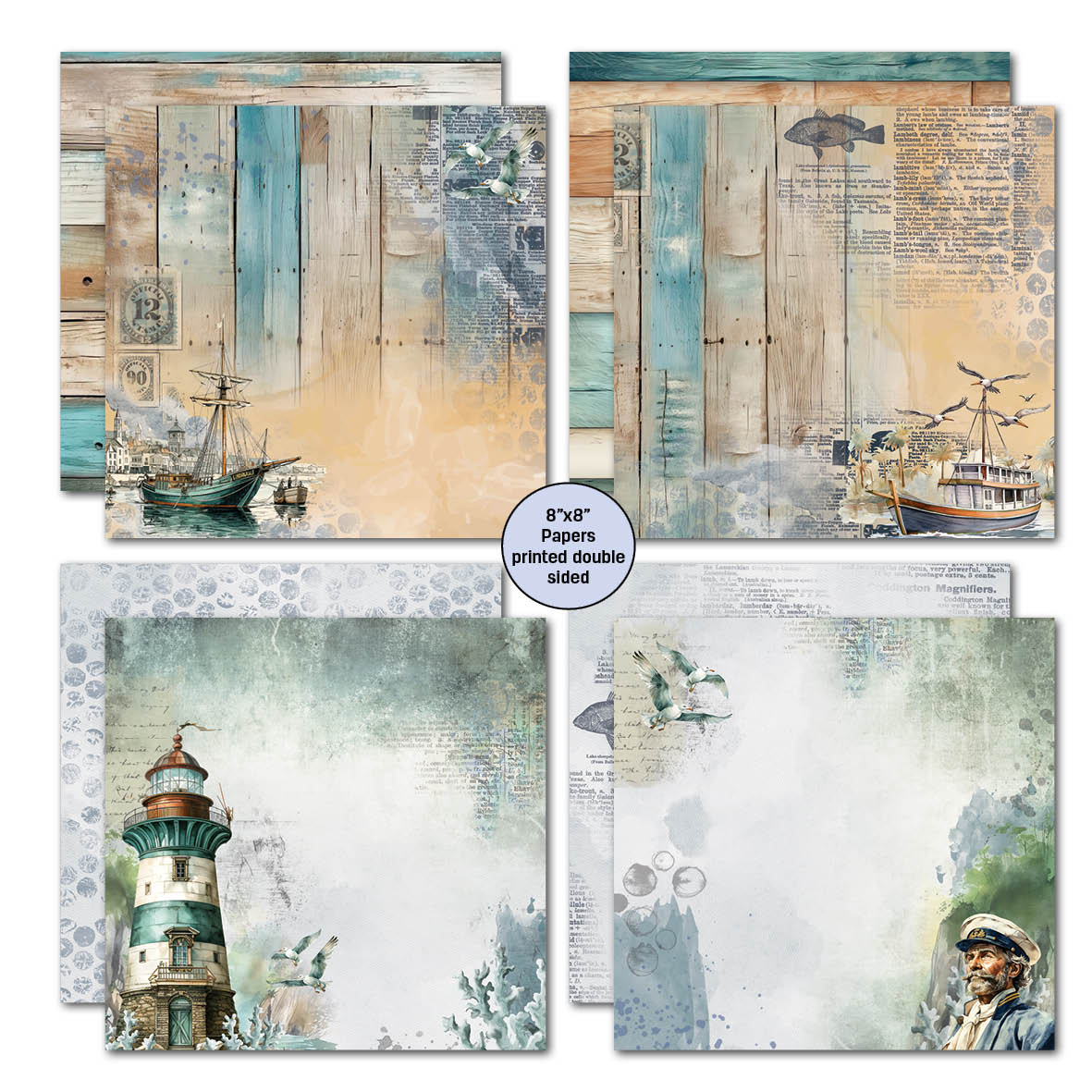 3Quarter Designs Maritime Tides 8x8 Paper Pack