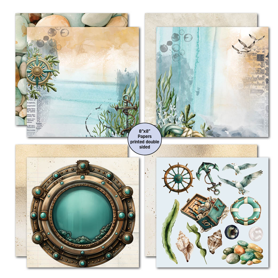 3Quarter Designs Maritime Tides 8x8 Paper Pack