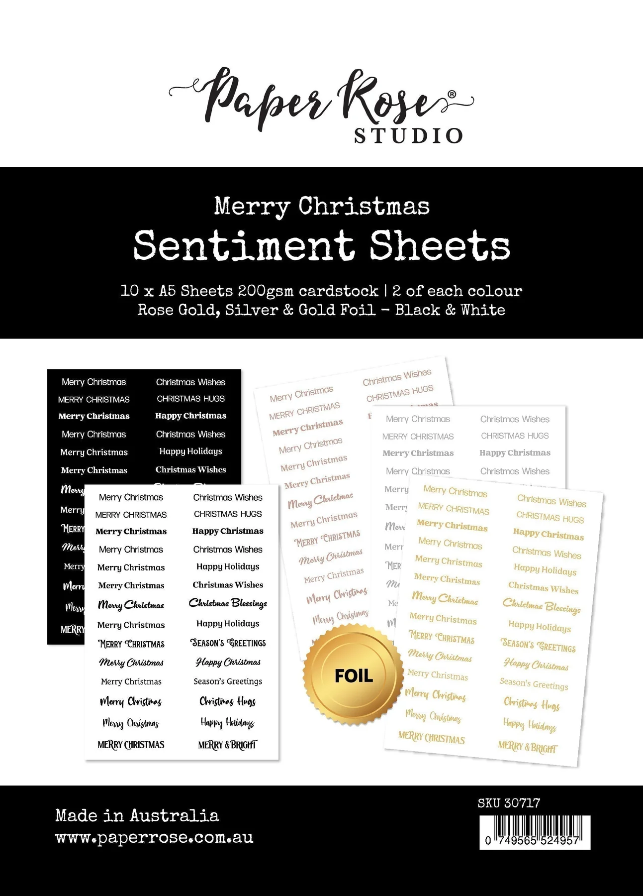 Merry Christmas Sentiment Sheets 30717