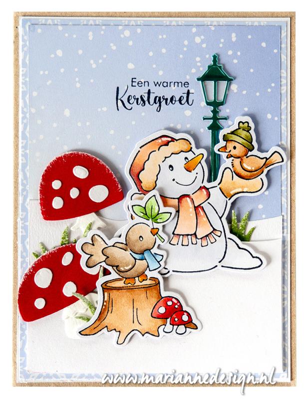 Marianne Design Stamp & Die Set - Eline's Animals - Snowman & Bird