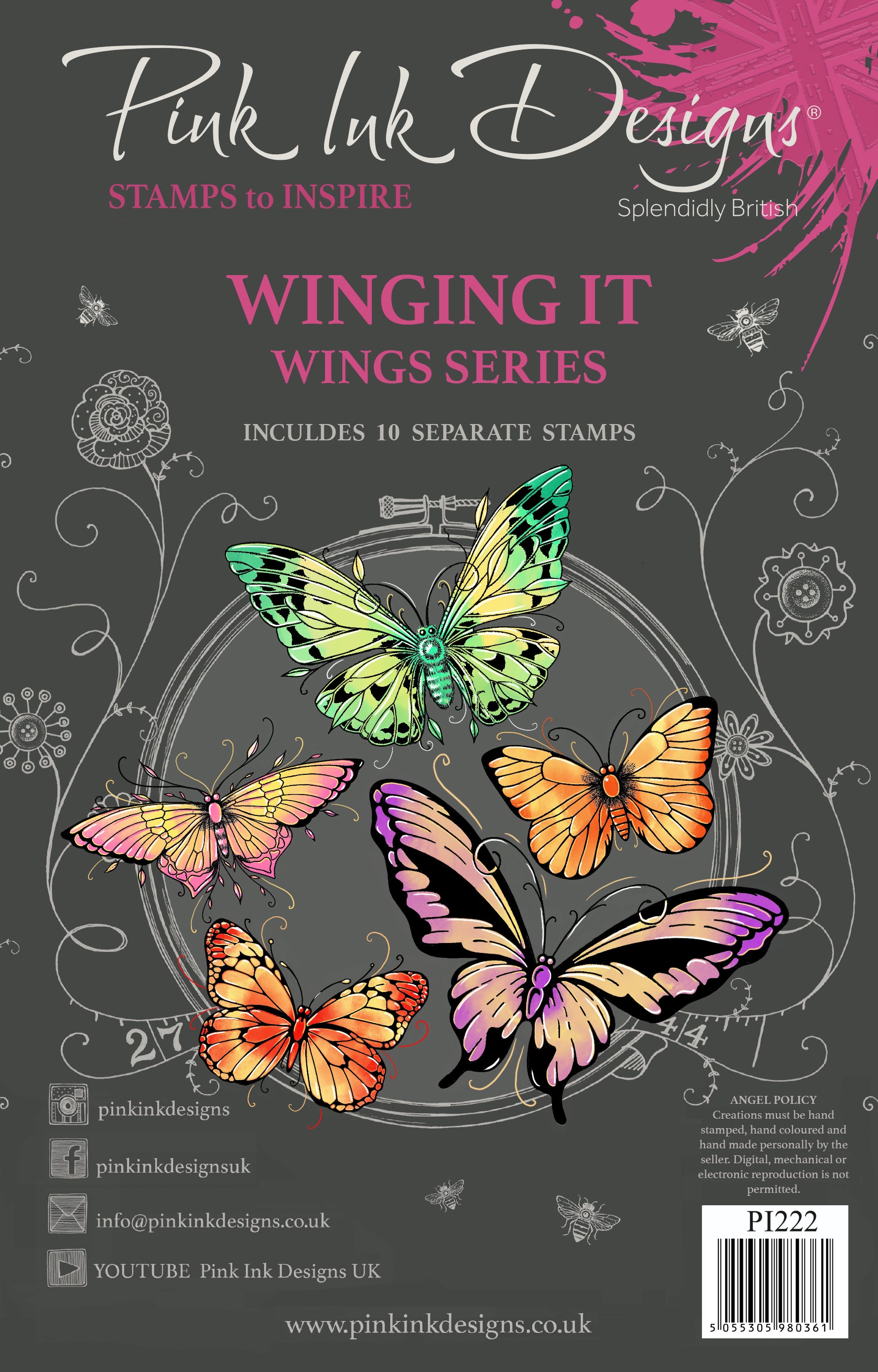 Pink Ink Designs Winging It 6 in x 8 in Clear Stamp Set