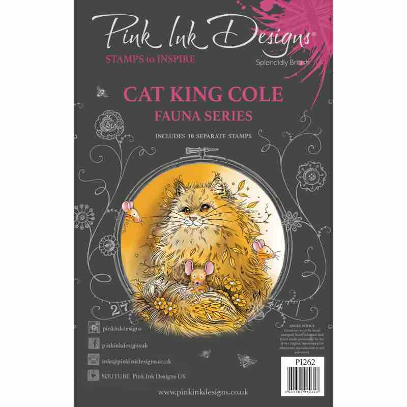 Pink Ink Designs Cat King Cole 6 in x 8 in Clear Stamp Set