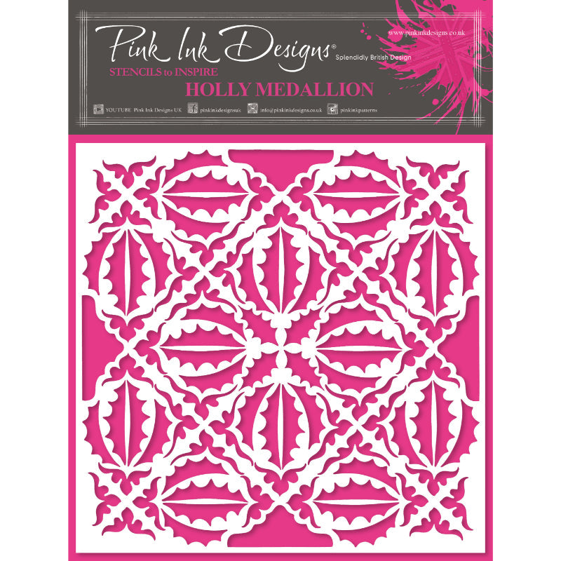 Pink Ink Designs Holly Medallion 7 in x 7 in Stencil