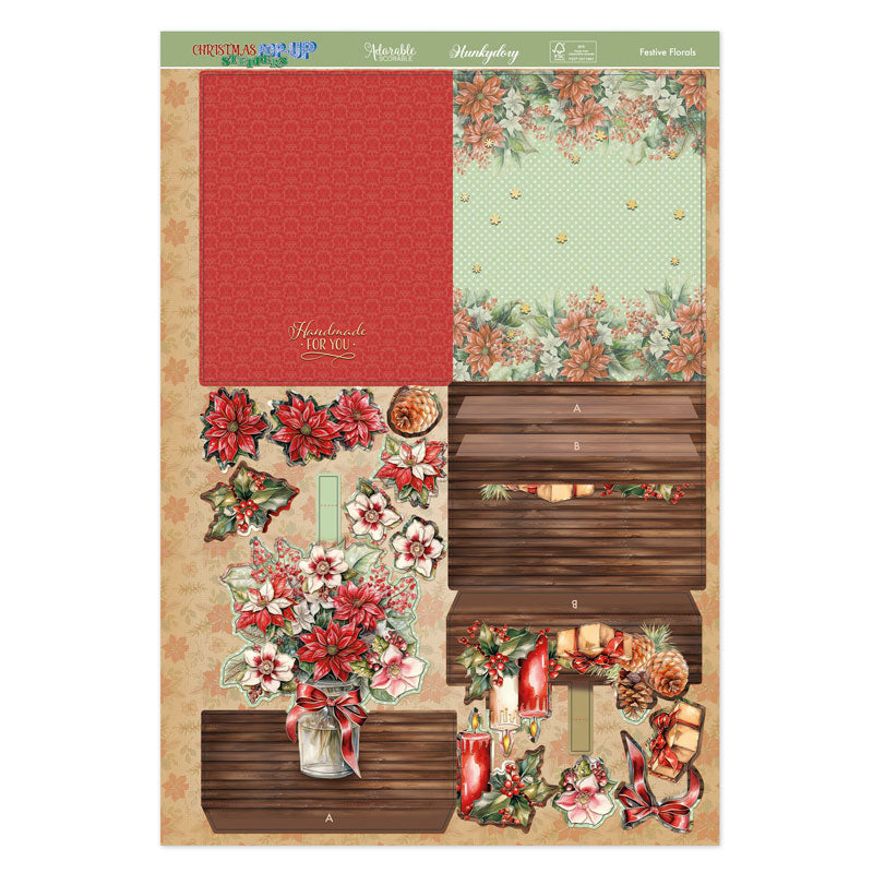 Christmas Pop-Up Stepper Card - Festive Florals