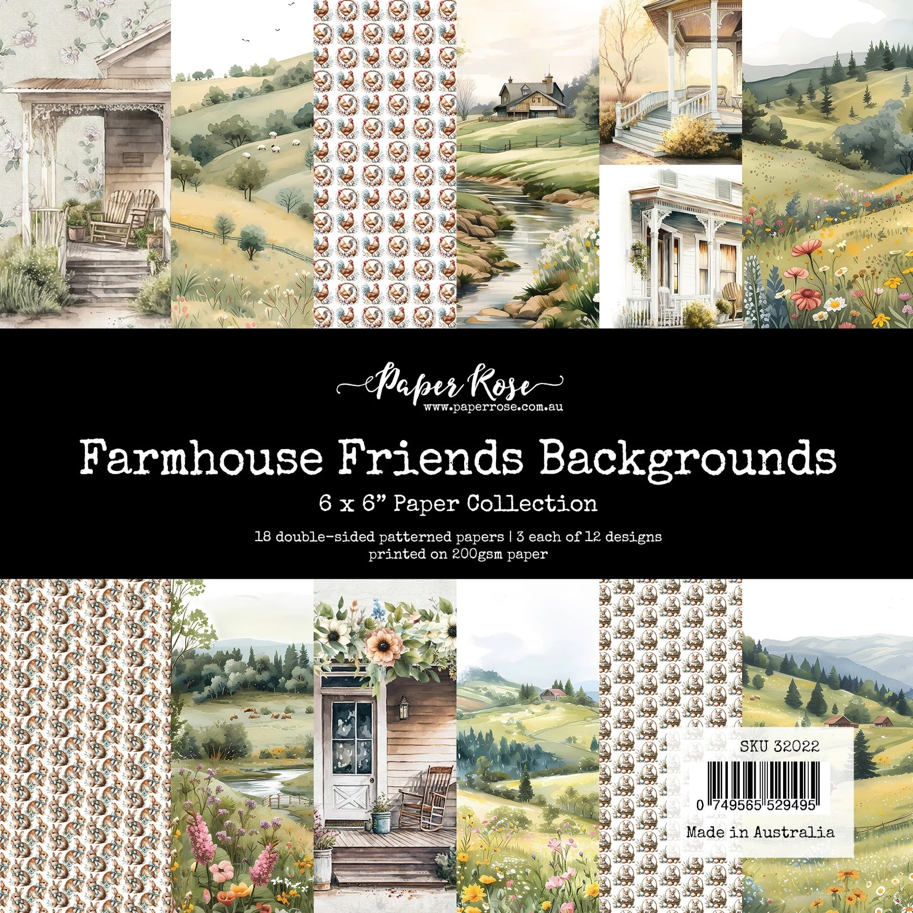 Farmhouse Friends Backgrounds 6x6 Paper Collection 32022