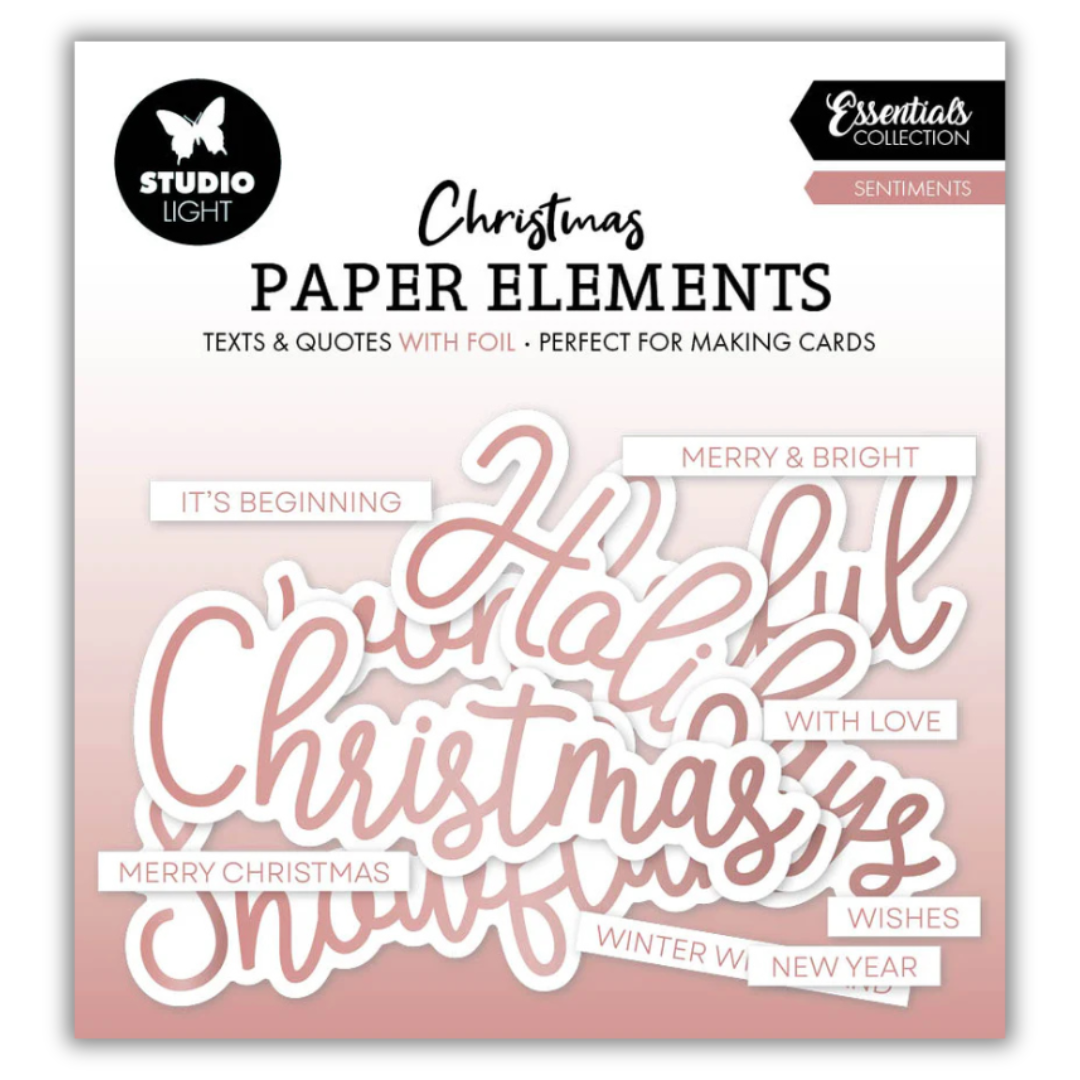 Rose Gold Foiled Christmas Patterns and Sentiments