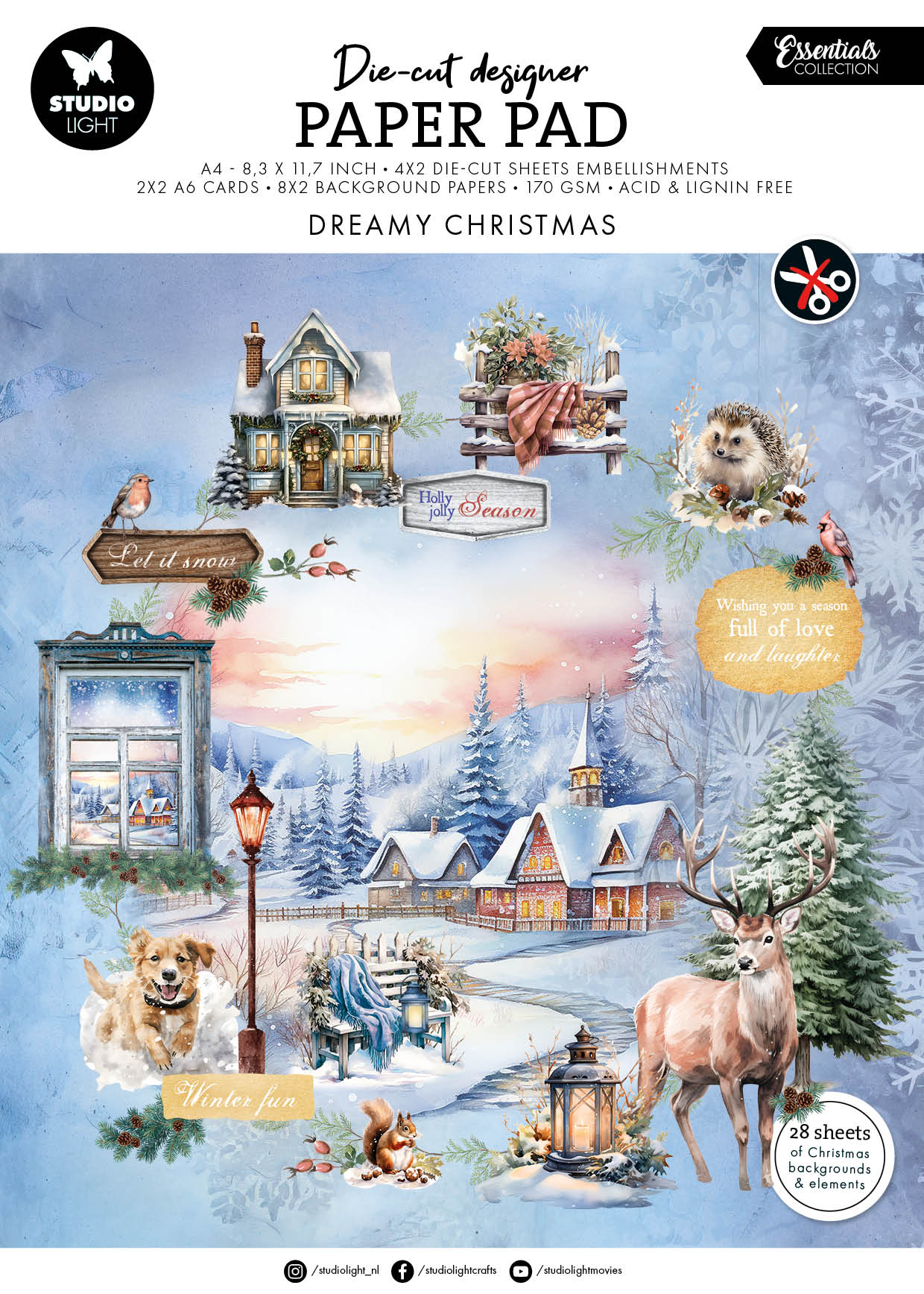 SL Die-Cut Designer Paper Pad Dreamy Christmas Essentials 28 SH