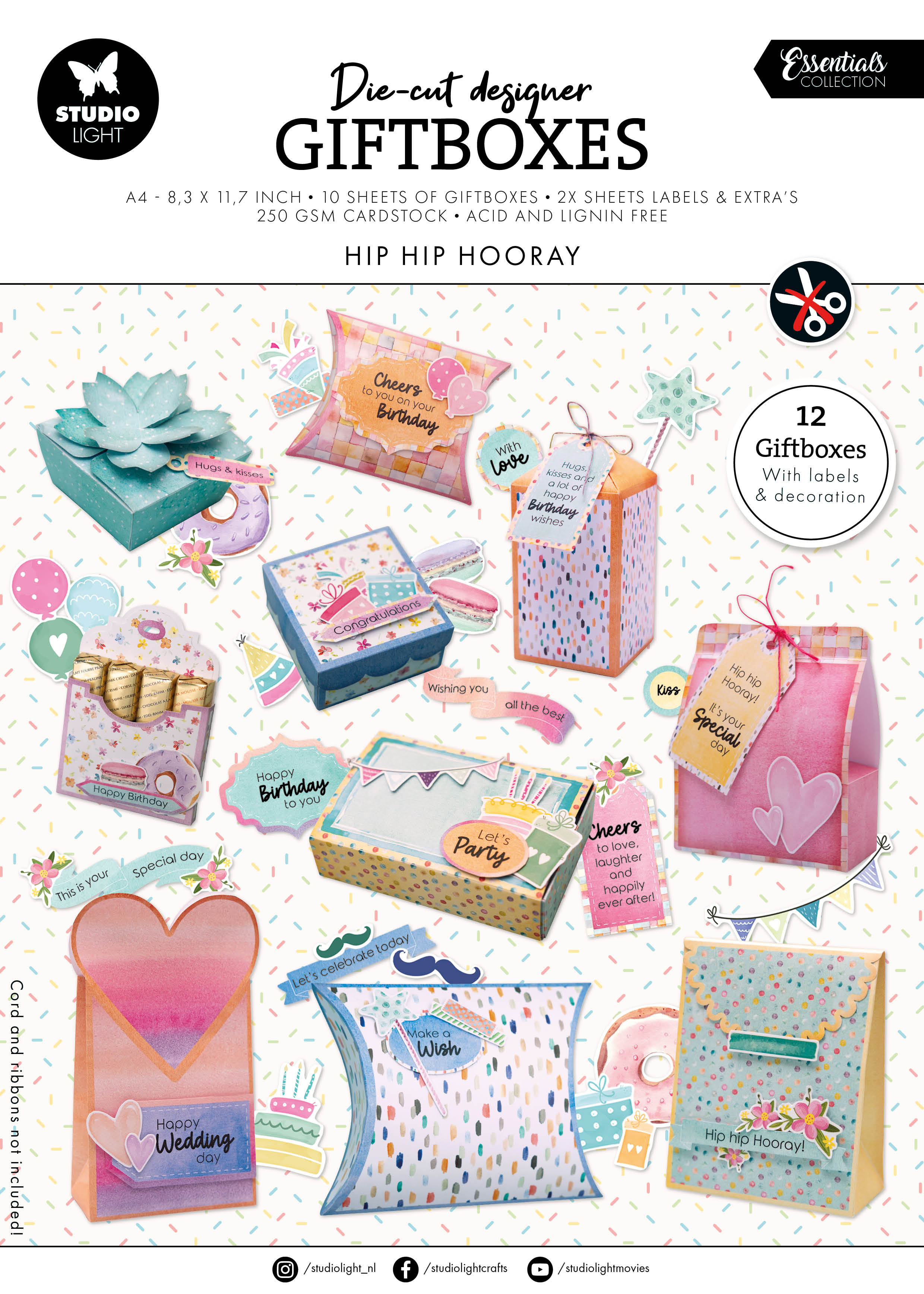 SL DIY Giftboxes Hip Hip Hooray Paper Pad Essentials 12 SH