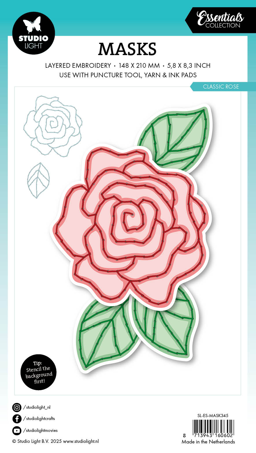 SL Mask Embroidery - Classic Rose Essentials 1 PC