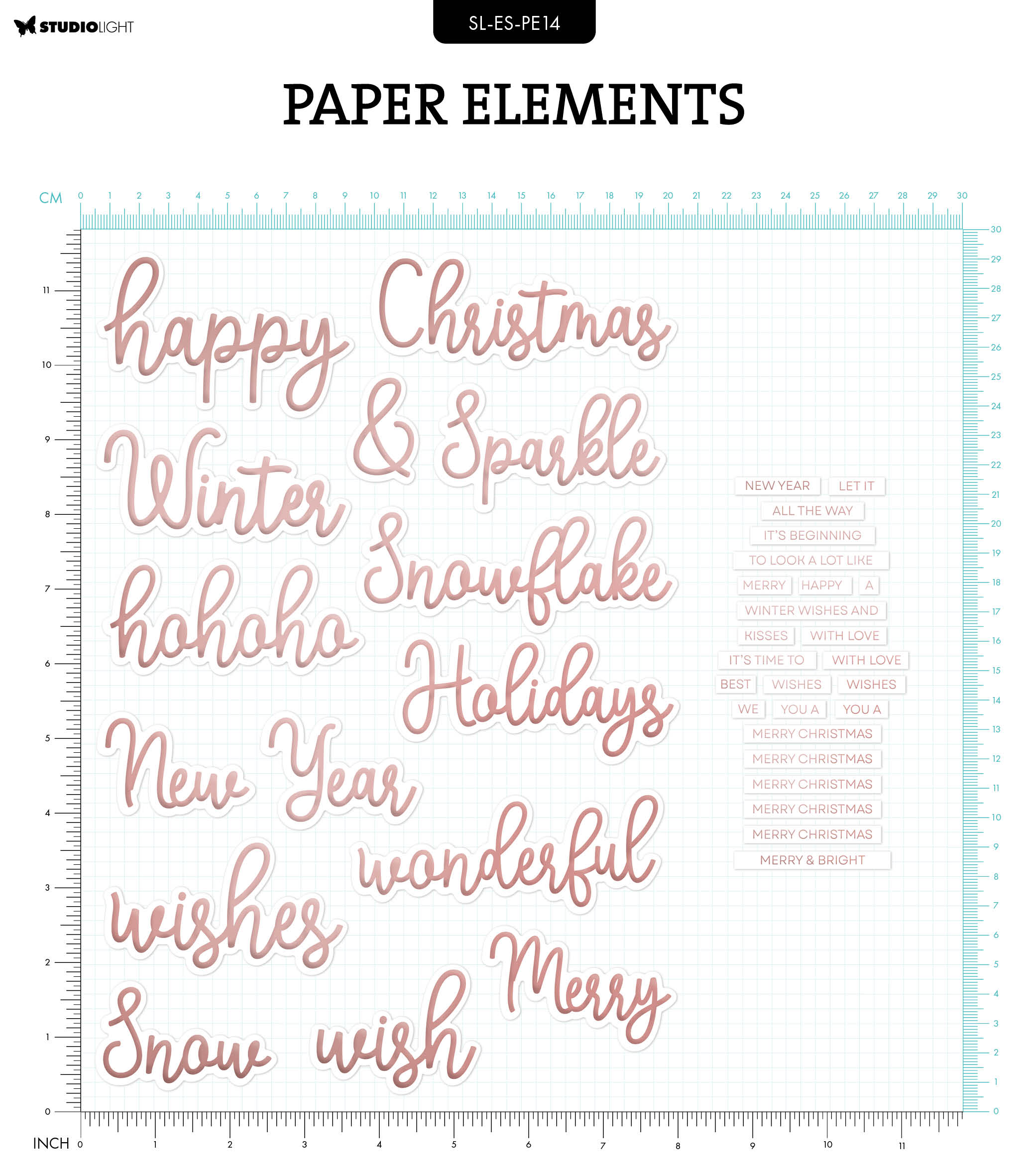 SL Paper Elements Rose Gold Sentiments Essentials 40 PC