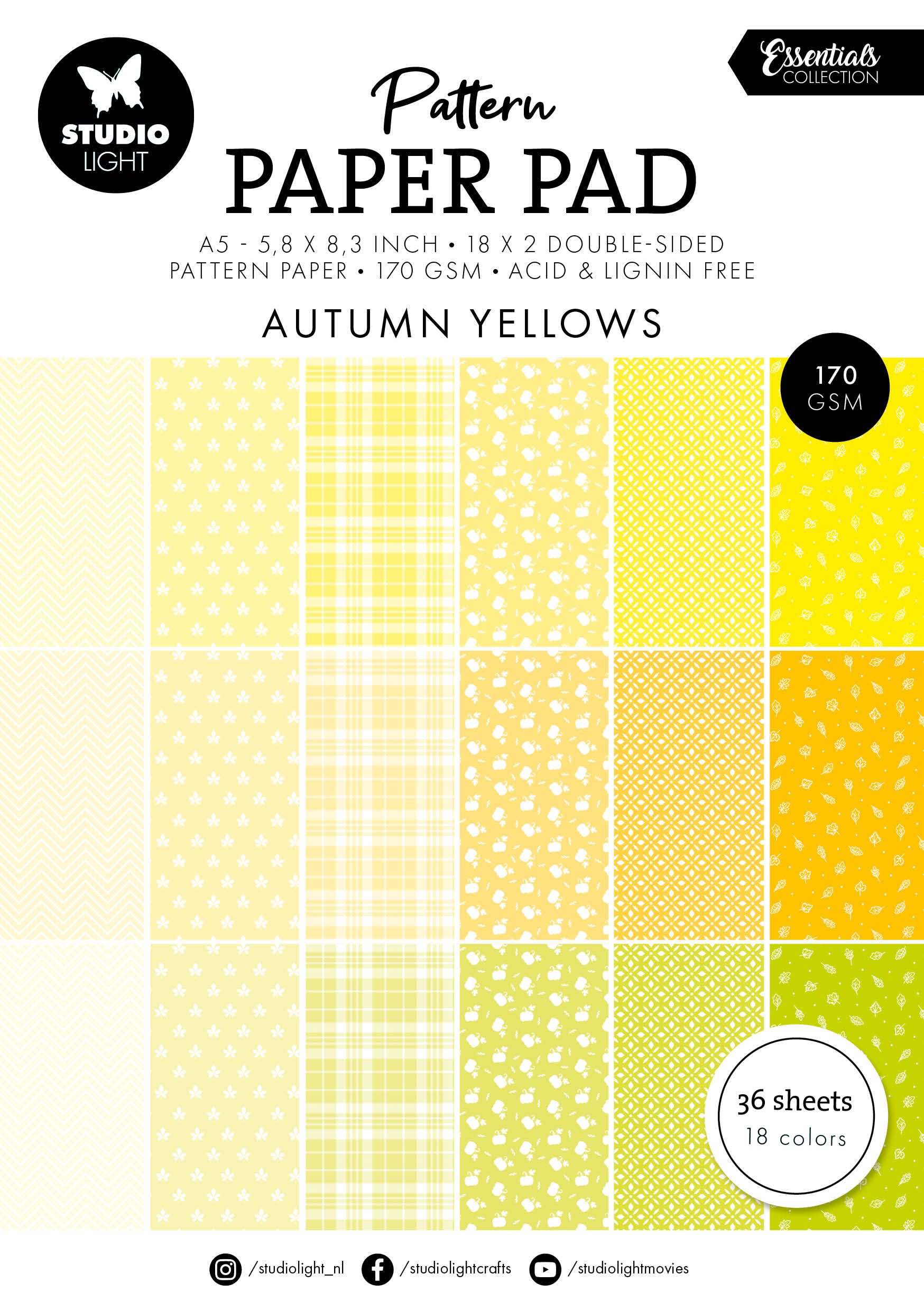 SL Pattern Paper Pad Autumn Yellows Essentials 36 SH