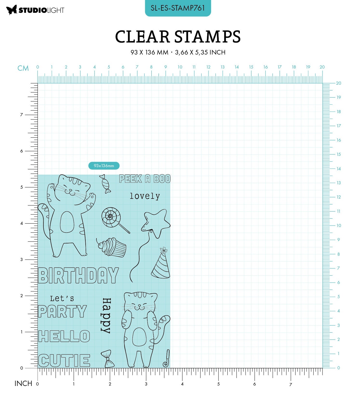 SL Clear Stamps Peek A Boo Slider Essentials 16 PC