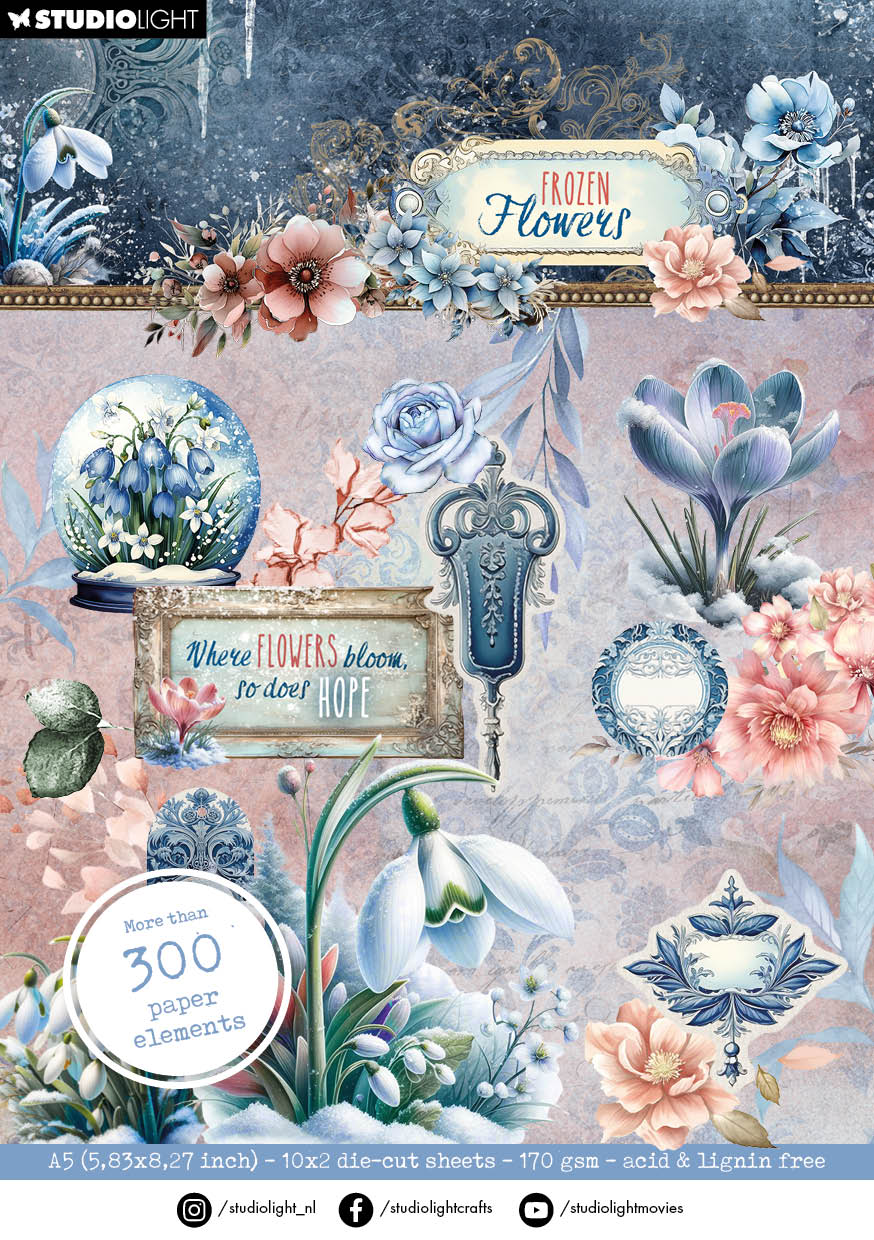 SL Die-Cut Paper Pad Paper Elements Frozen Flowers 20 SH