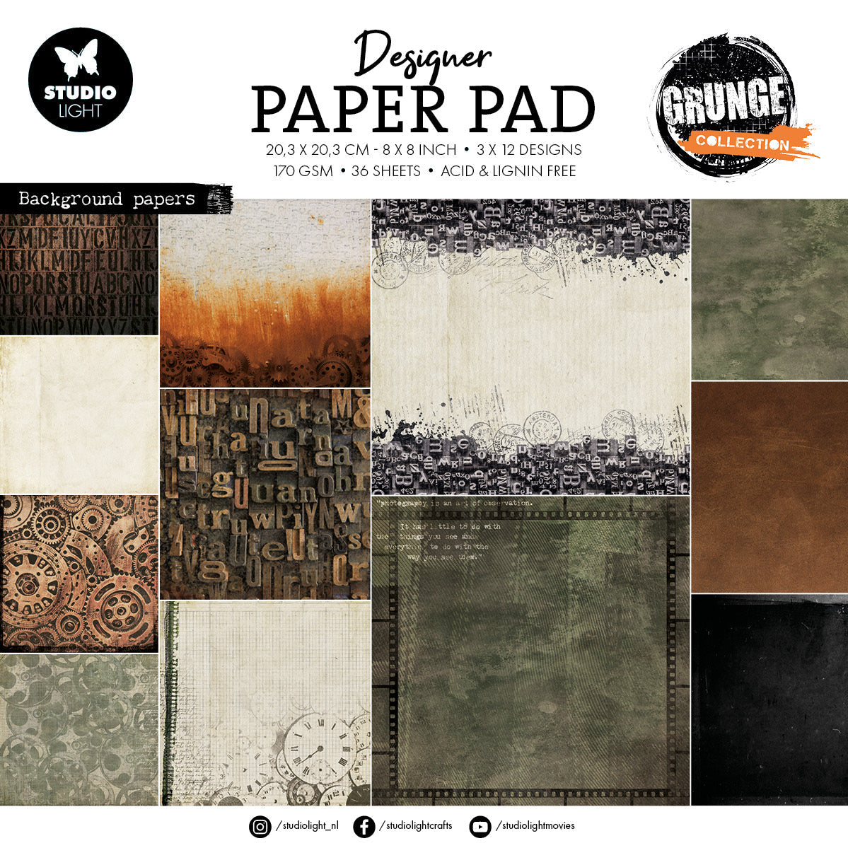 SL Die-Cut Paper Pad Background Papers Grunge Collection 36 SH