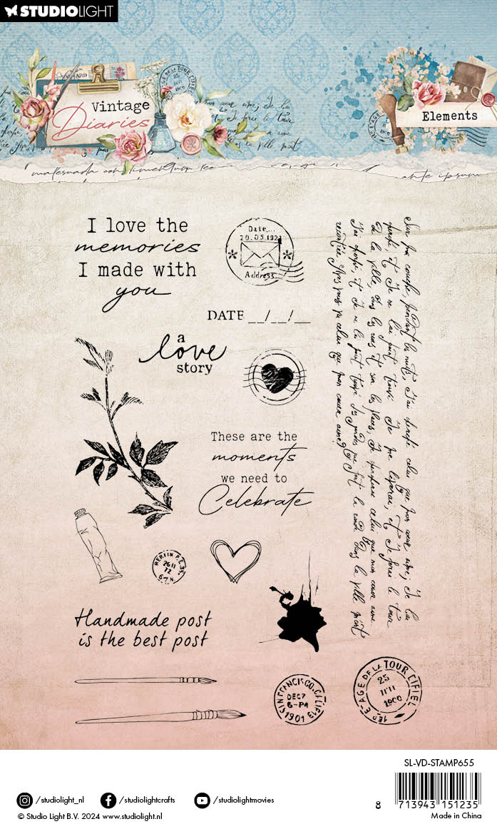 SL Clear Stamps Elements Vintage Diaries 17 PC