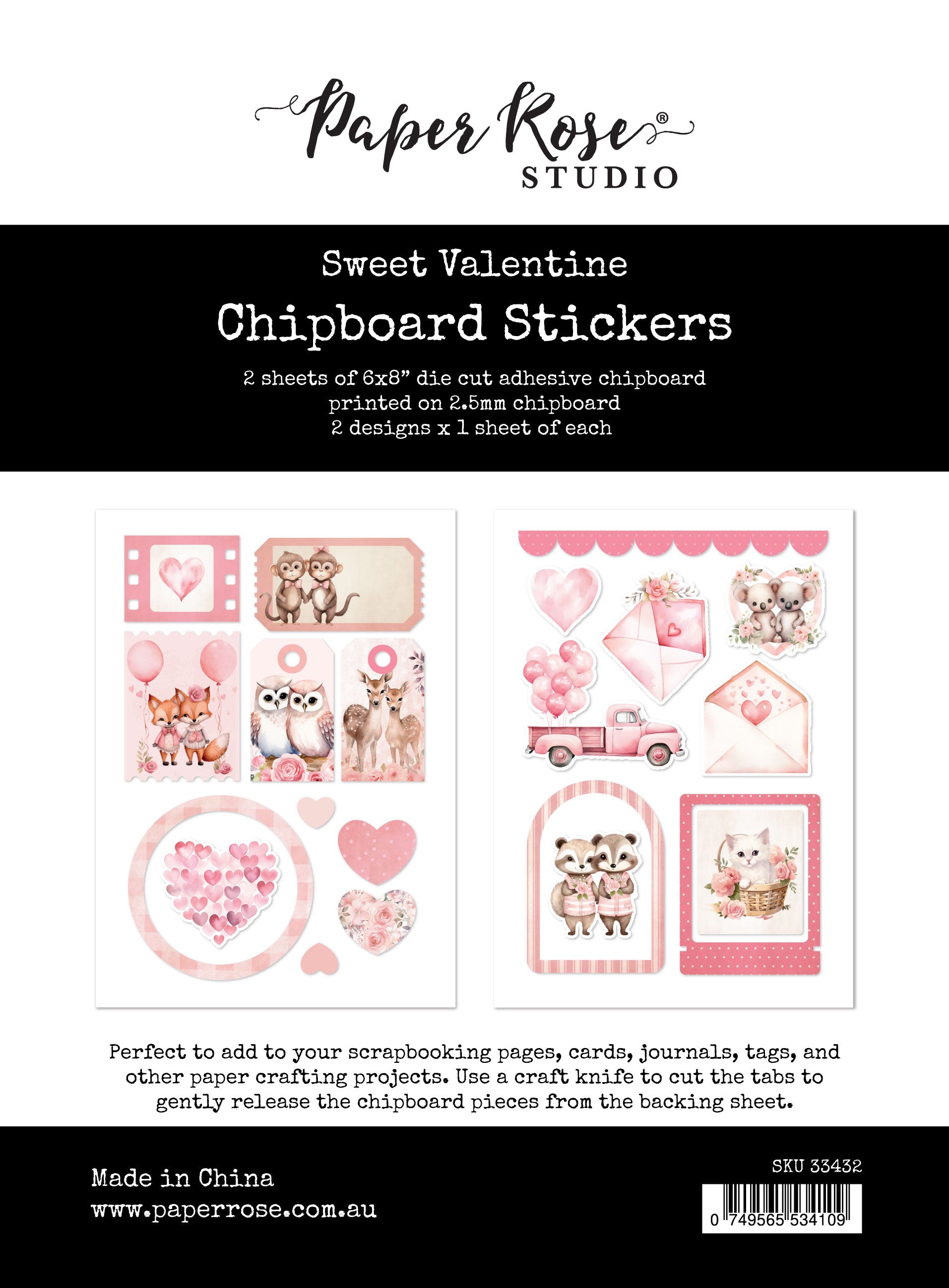 Sweet Valentine Adhesive Chipboard 33432