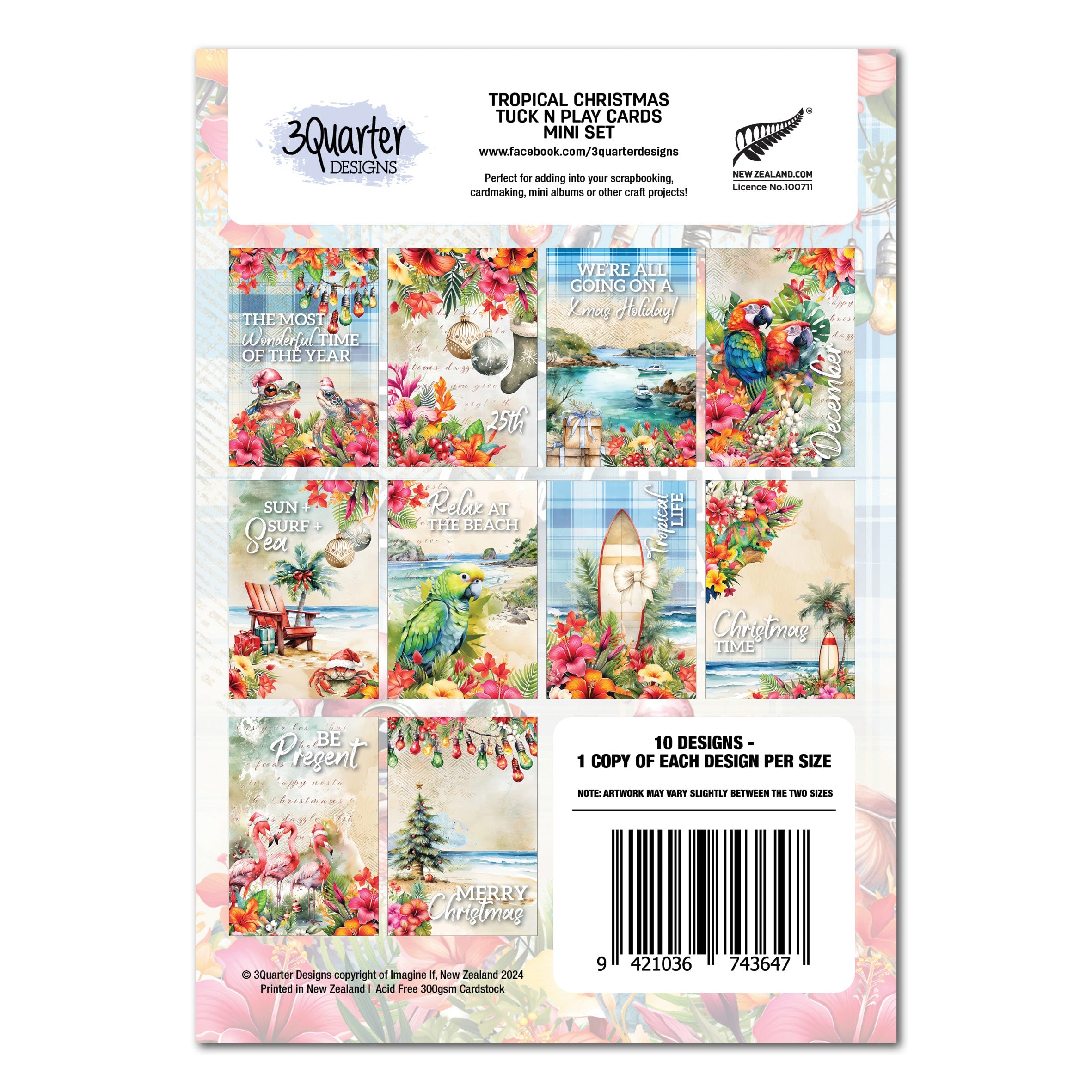 3Quarter Designs Tropical Christmas Tuck N Play Cards Mini Set