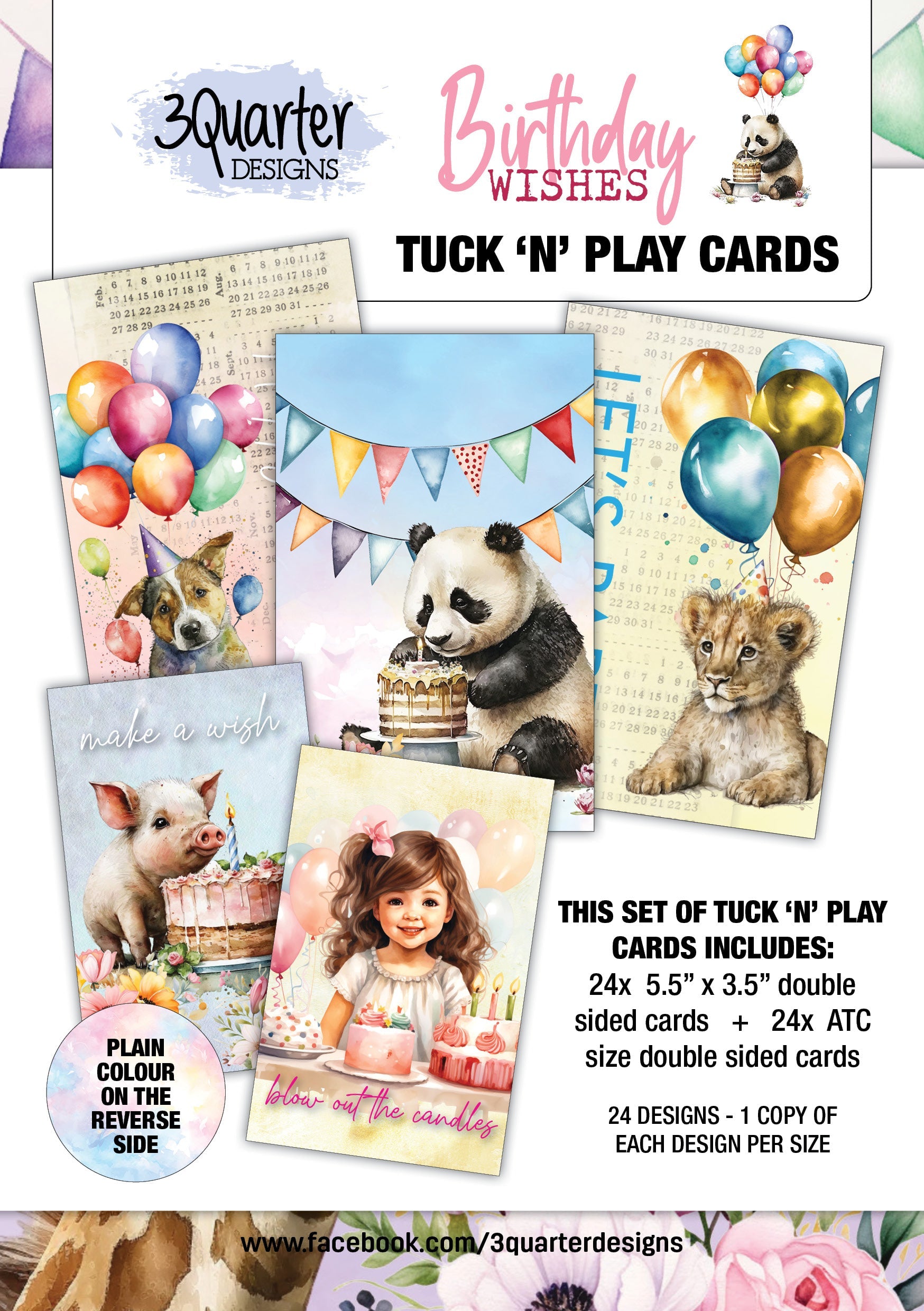 3Quarter Designs Birthday Wishes - Tuck N Play Cards