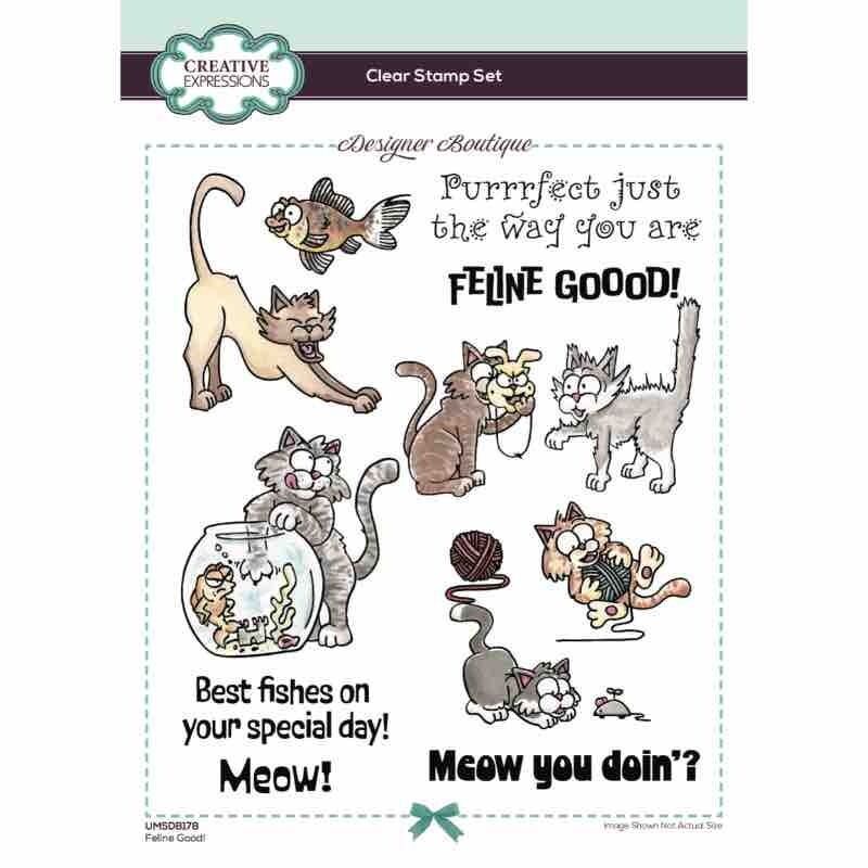 Creative Expressions Designer Boutique Collection Feline Good! 6 in x 8 in Clear Stamp Set