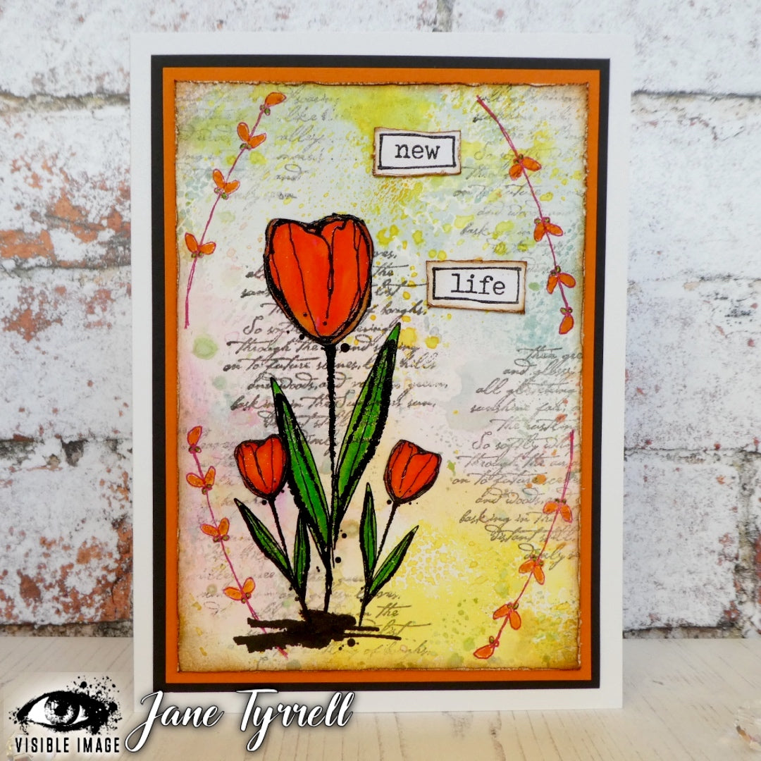 Visible Image Sketched Tulips - A6 Stamp Set