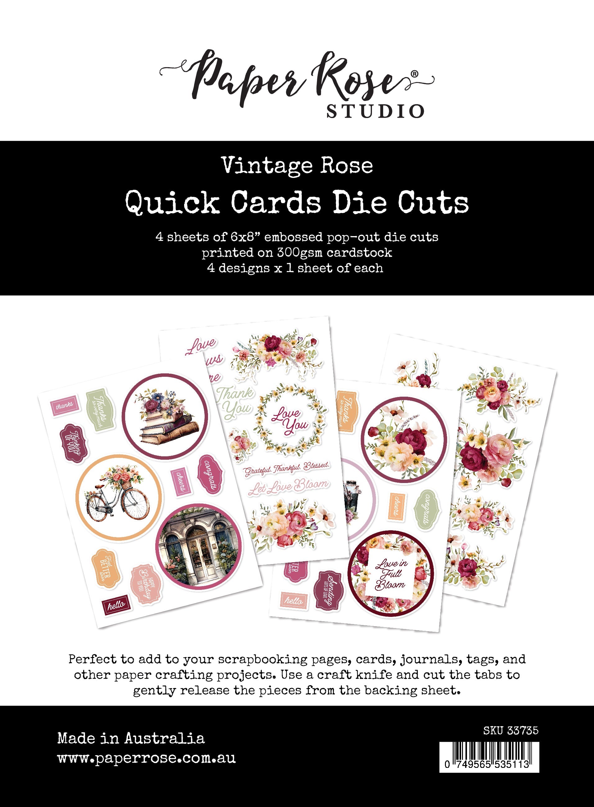 Vintage Rose Quick Cards Die Cuts 33735