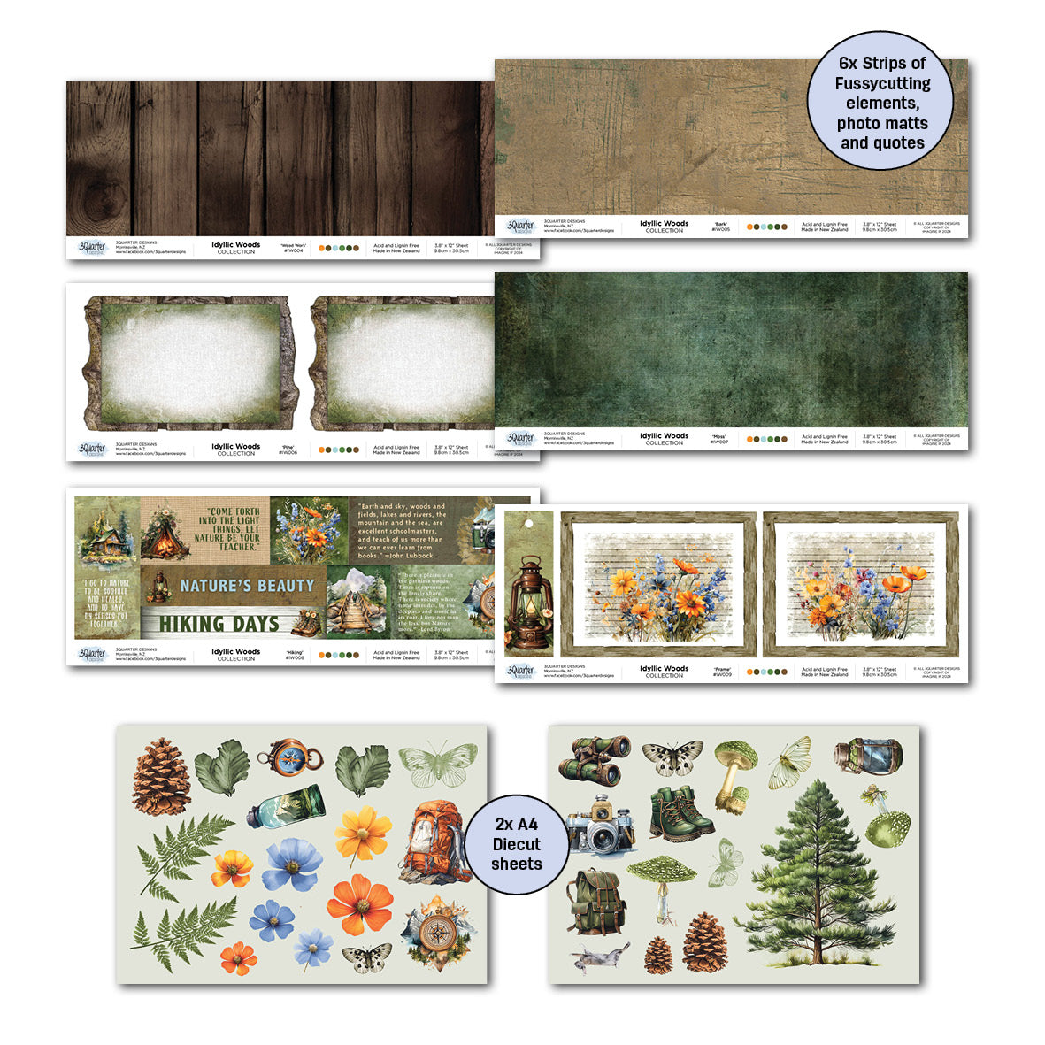 3Quarter Designs Idyllic Woods 12x12 Scrapbook Collection