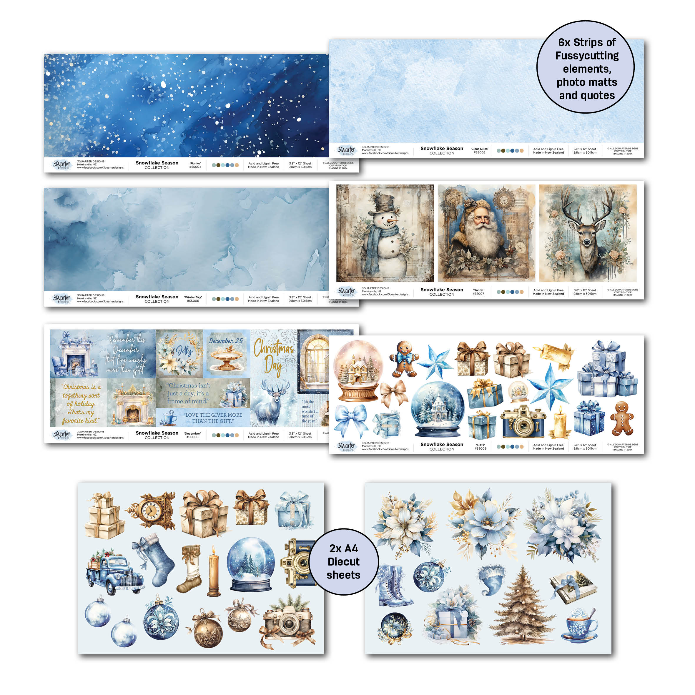 3Quarter Designs Snowflake Season 12x12 Design Paper & Diecuts Set