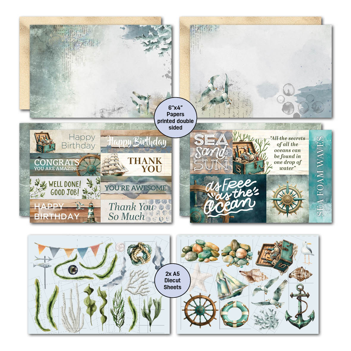 3Quarter Designs Maritime Tides 6x4 Card Pack